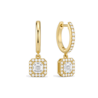 Allegra Halo Drop Huggie Hoop Lab Grown Diamond Hoop Earrings in 18K Yellow Gold