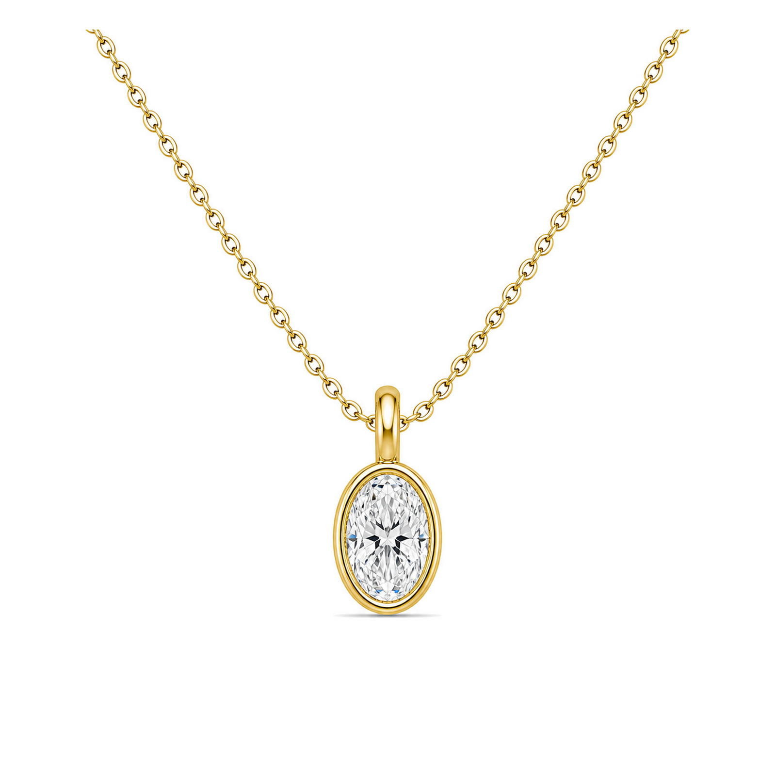 Stellaire Bezel Solitaire Lab Grown Diamond Pendant Necklace in 18K Yellow Gold