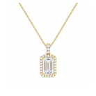 Leona Halo Accented Bail Lab Grown Diamond Pendant Necklace in 14K Yellow Gold