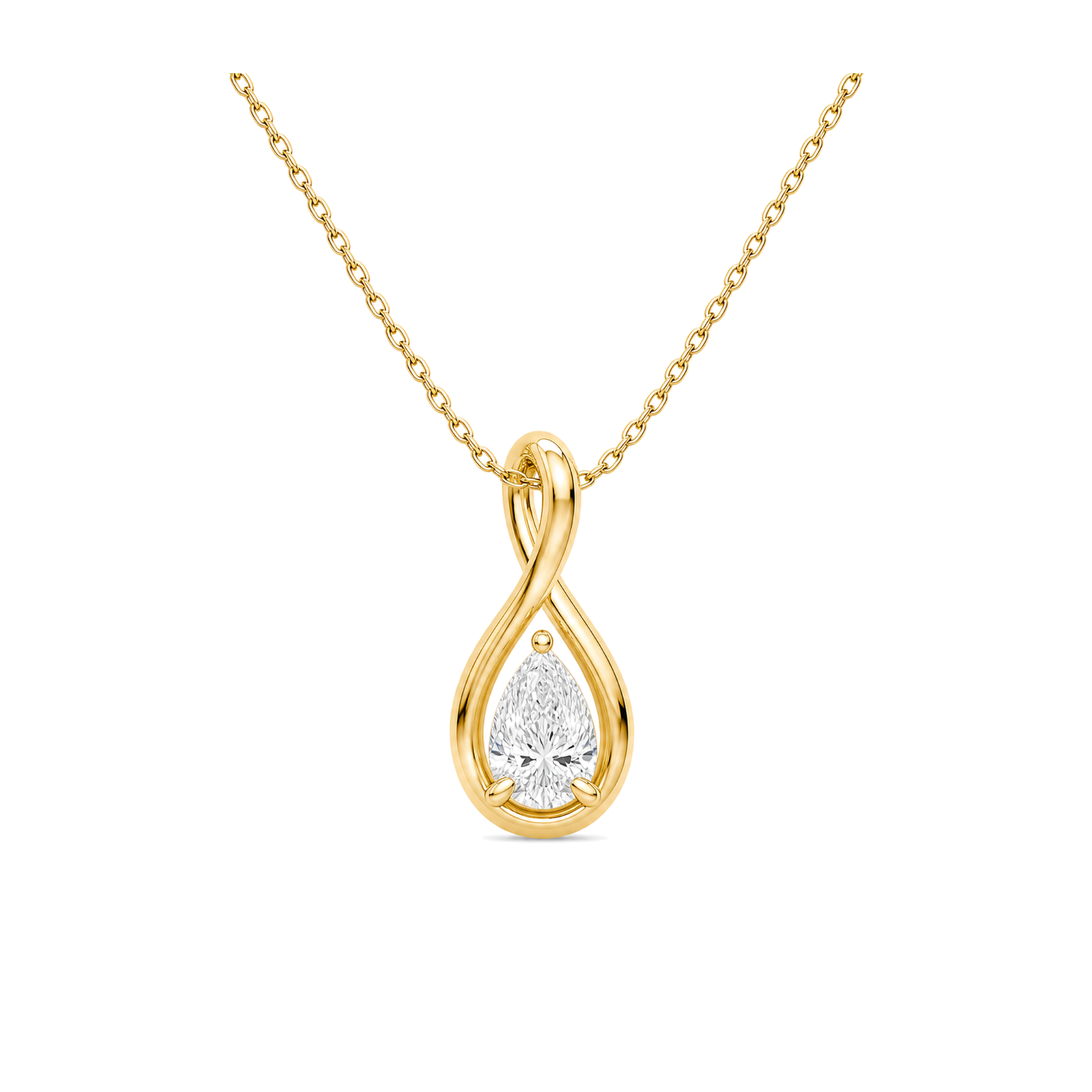 Auralie Solitaire Twist Lab Grown Diamond Pendant Necklace in 14K Yellow Gold