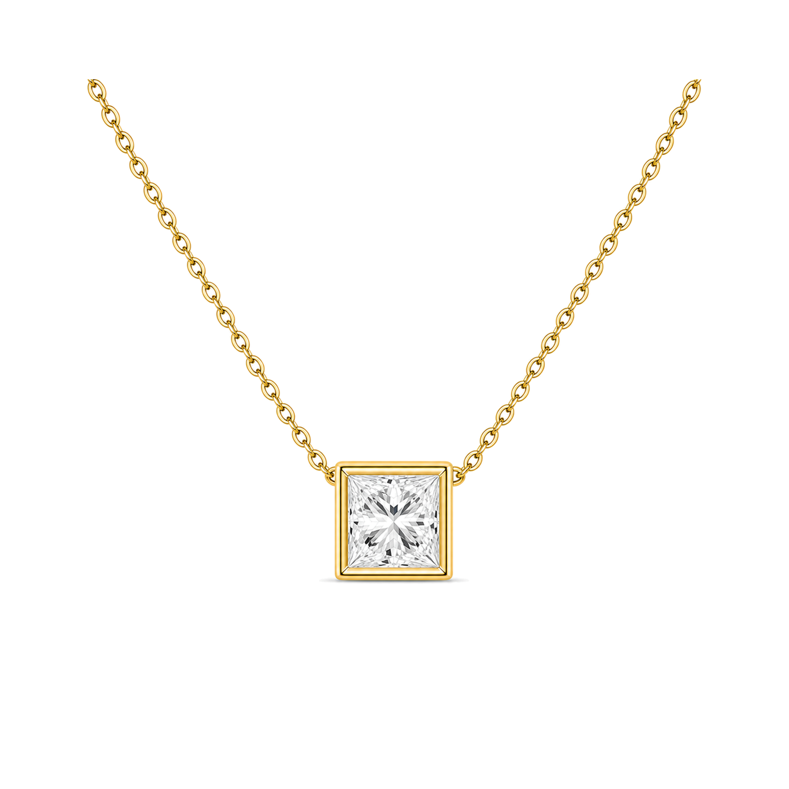 Sienna Bezel Solitaire Lab Grown Diamond Necklace in 14K Yellow Gold