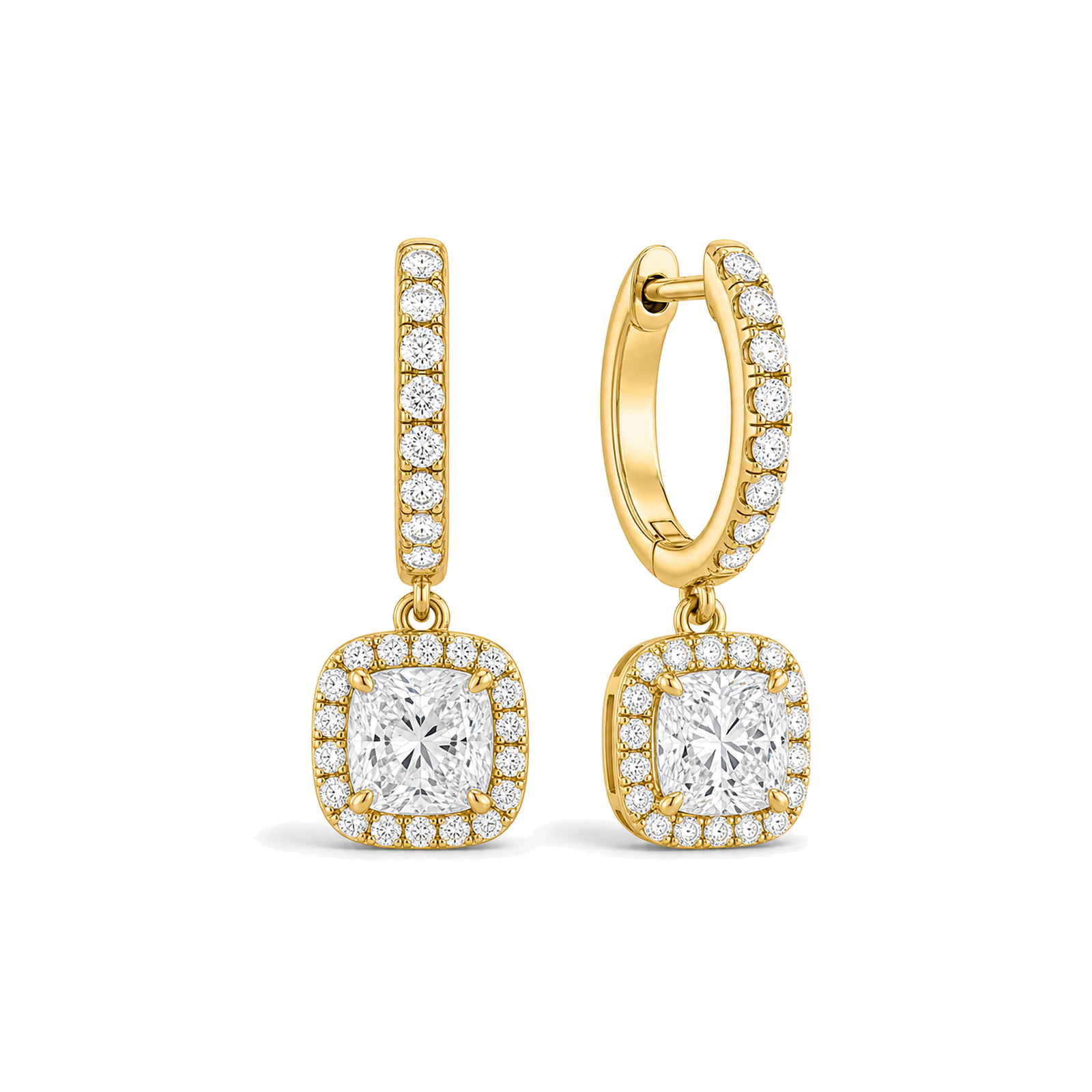 Bellamy Luxe Drop Huggie Hoop Lab Grown Diamond Hoop Earrings in 14K Yellow Gold