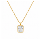 Stellaire Bezel Solitaire Lab Grown Diamond Pendant Necklace in 14K Yellow Gold