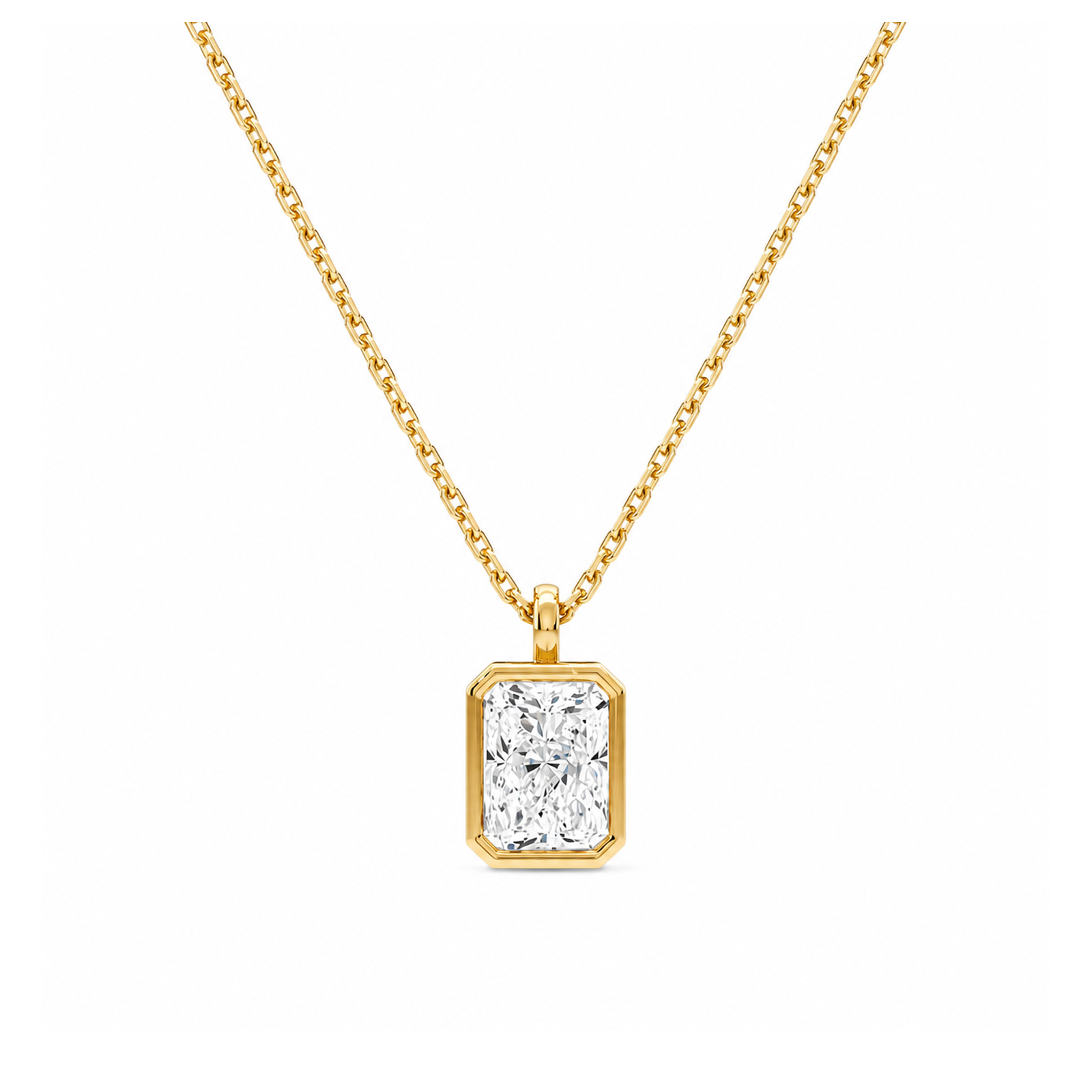 Stellaire Bezel Solitaire Lab Grown Diamond Pendant Necklace in 14K Yellow Gold