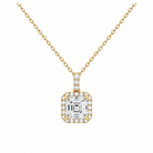 Leona Halo Accented Bail Lab Grown Diamond Pendant Necklace in 14K Yellow Gold
