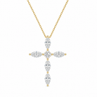 Saphira Cross Lab Grown Diamond Necklace in 18K Yellow Gold