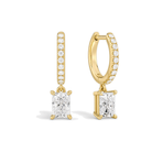 Fiorella Accented Drop Huggie Hoop Lab Grown Diamond Hoop Earrings in 14K Yellow Gold