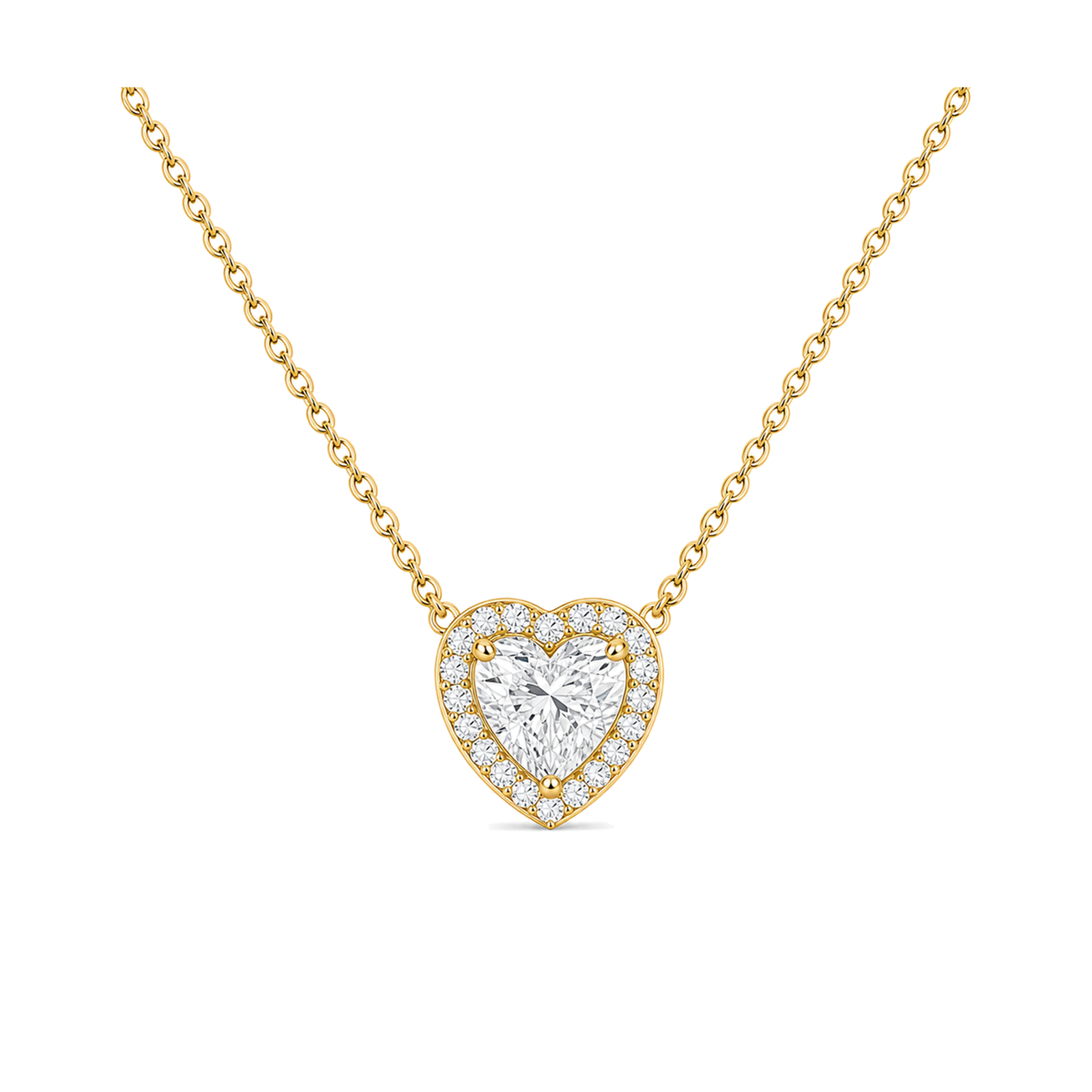 Jessa Halo Lab Grown Diamond Necklace in 18K Yellow Gold