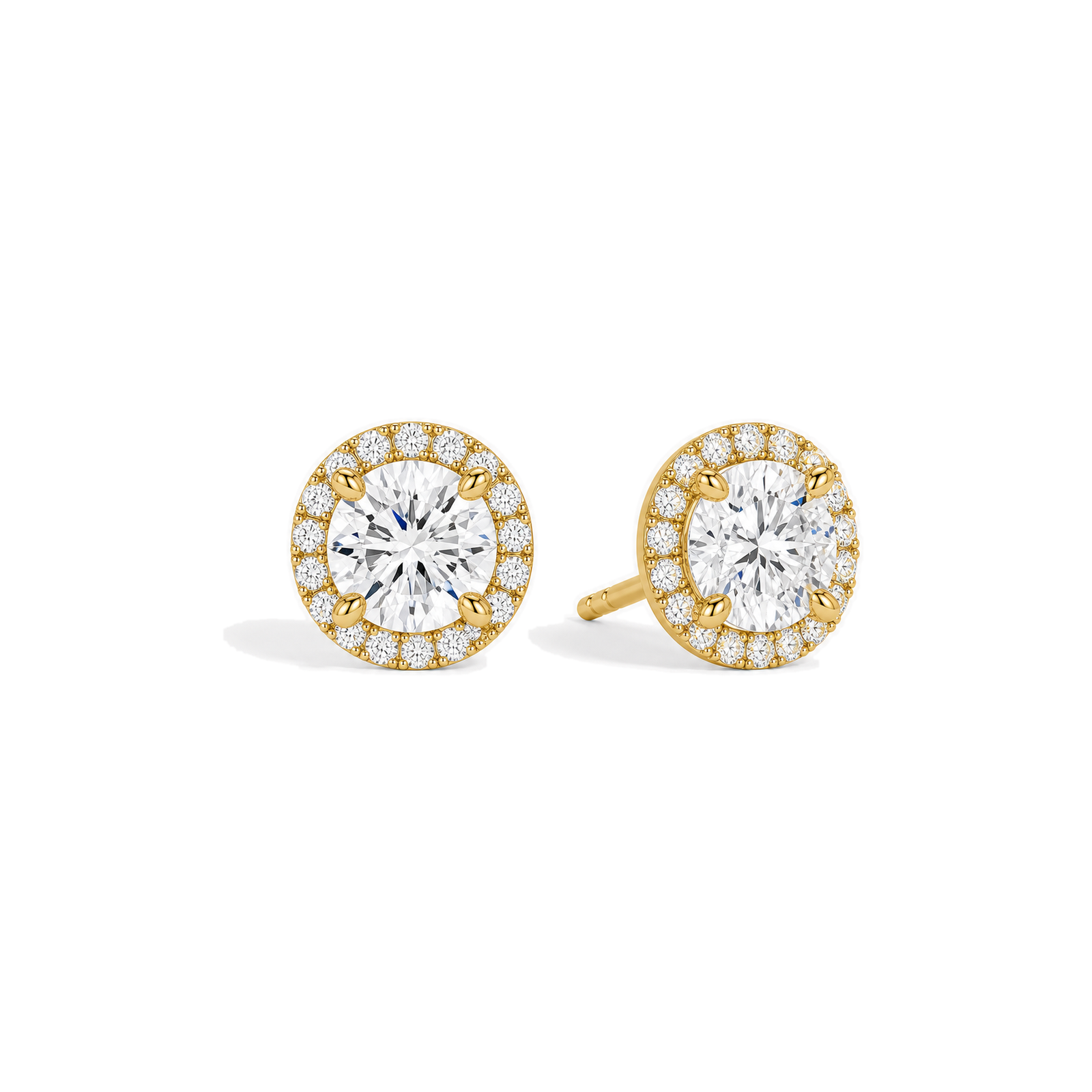 Seren Halo Lab Grown Diamond Stud Earrings in 14K Yellow Gold