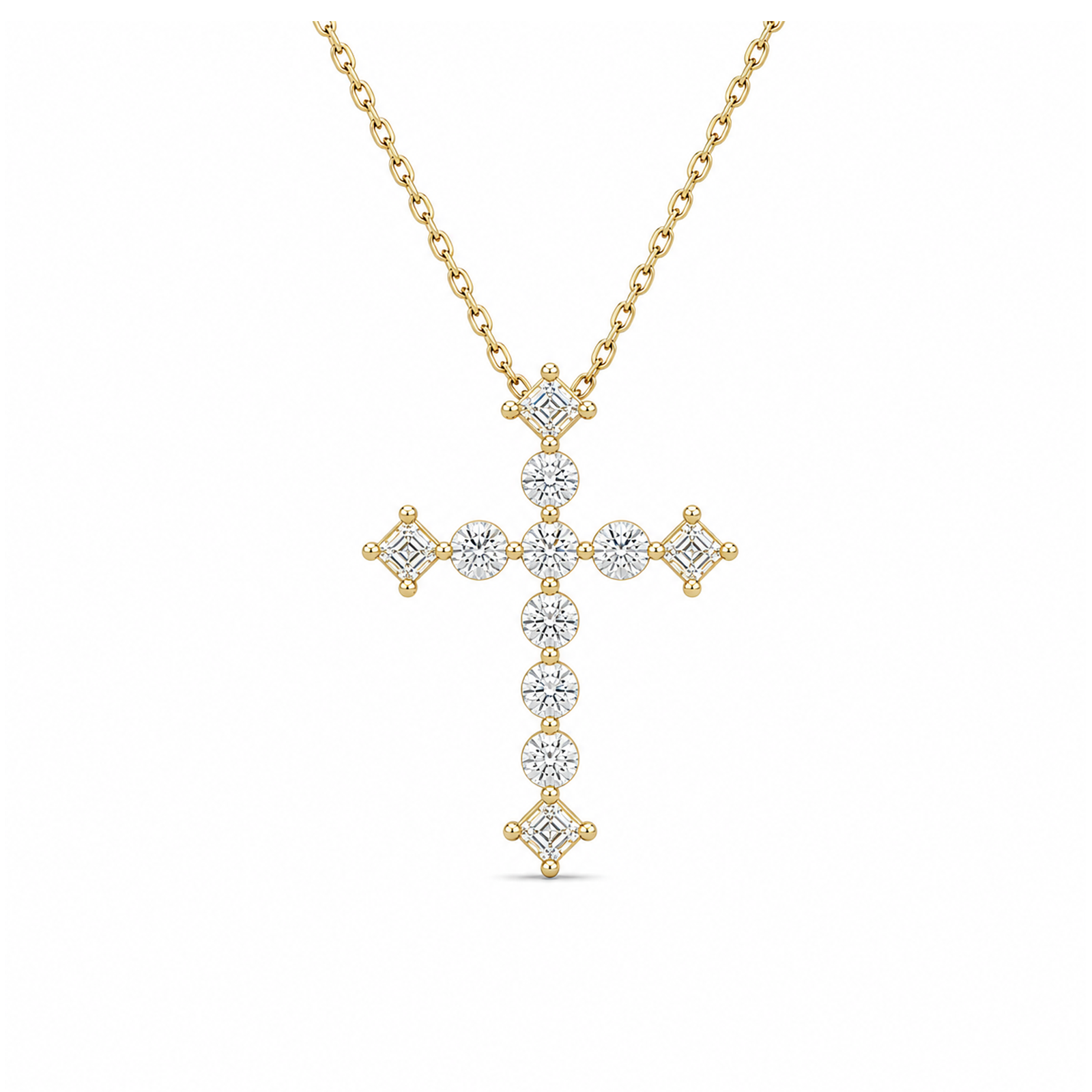 Thea Cross Lab Grown Diamond Pendant Necklace in 14K Yellow Gold