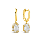 Allegra Halo Drop Huggie Hoop Lab Grown Diamond Hoop Earrings in 14K Yellow Gold