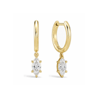 Cerelia Solitaire Drop Huggie Hoop Lab Grown Diamond Hoop Earrings in 18K Yellow Gold