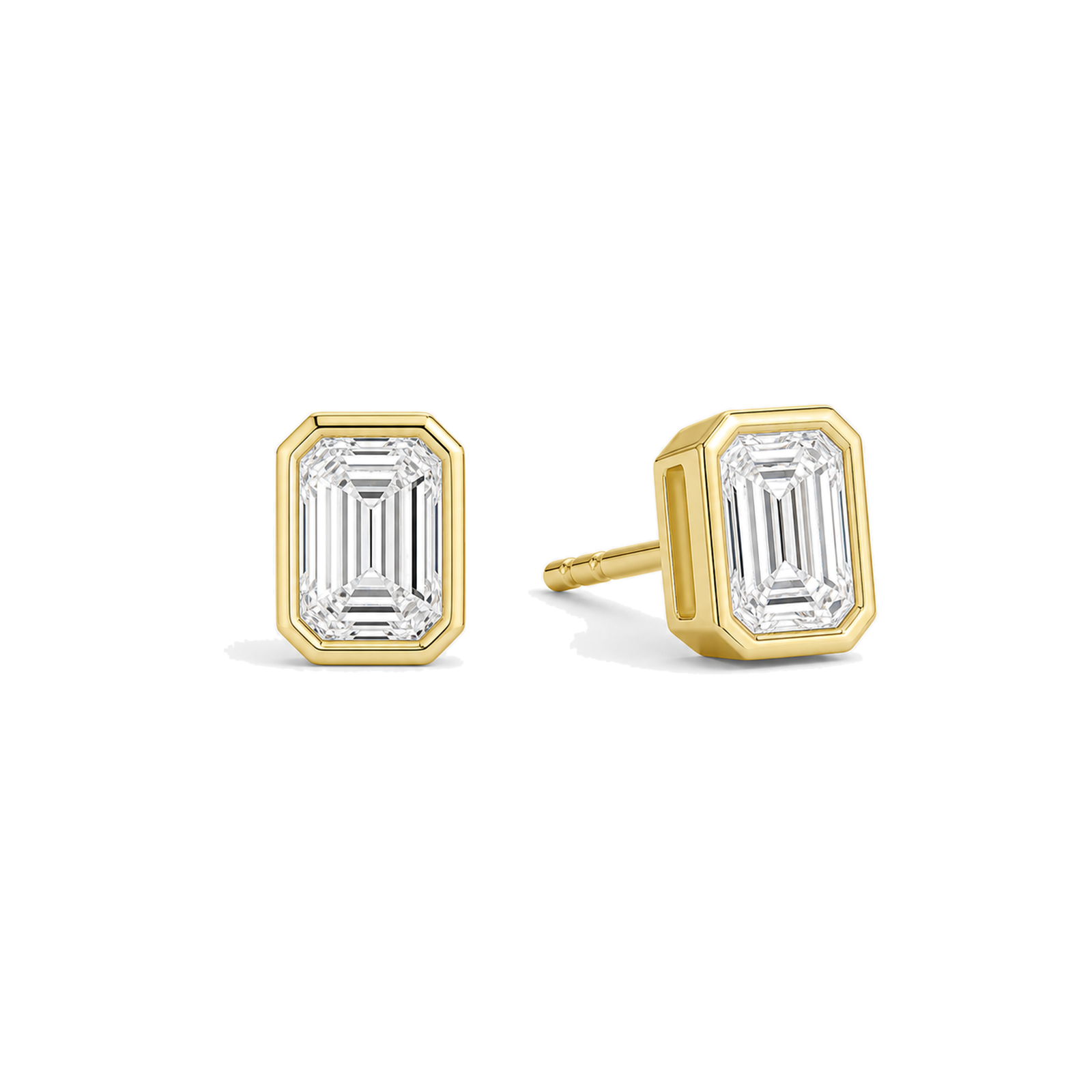 Jolie Bezel Solitaire Lab Grown Diamond Stud Earrings in 18K Yellow Gold