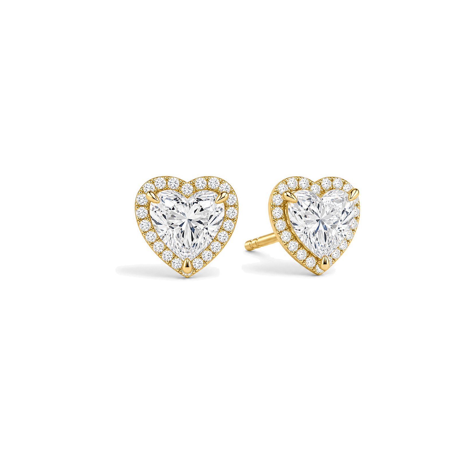 Seren Halo Lab Grown Diamond Stud Earrings in 18K Yellow Gold