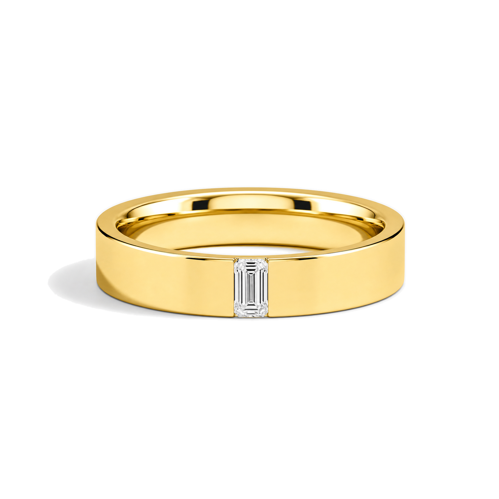 Juna Flat Edge Single Lab Grown Diamond Wedding Band in 14K Yellow Gold