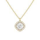 Malia Halo Lab Grown Diamond Pendant Necklace in 14K Yellow Gold