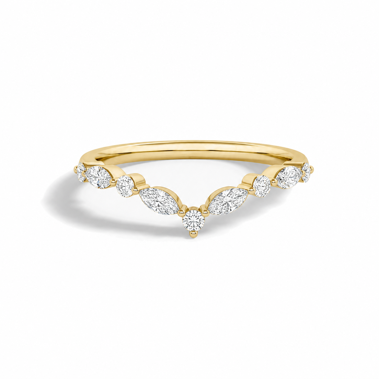 Coralie Luxe Curved Lab Grown Diamond Ring in 14K Yellow Gold