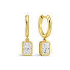 Giselle Bezel Drop Huggie Hoop Lab Grown Diamond Hoop Earrings in 14K Yellow Gold