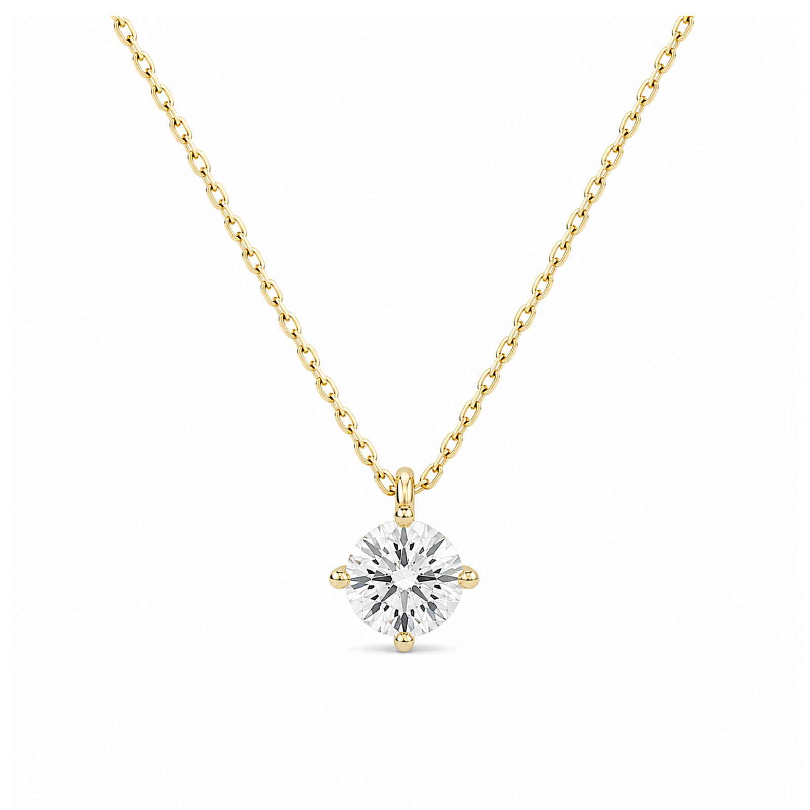 Elysia Solitaire Lab Grown Diamond Pendant Necklace in 14K Yellow Gold