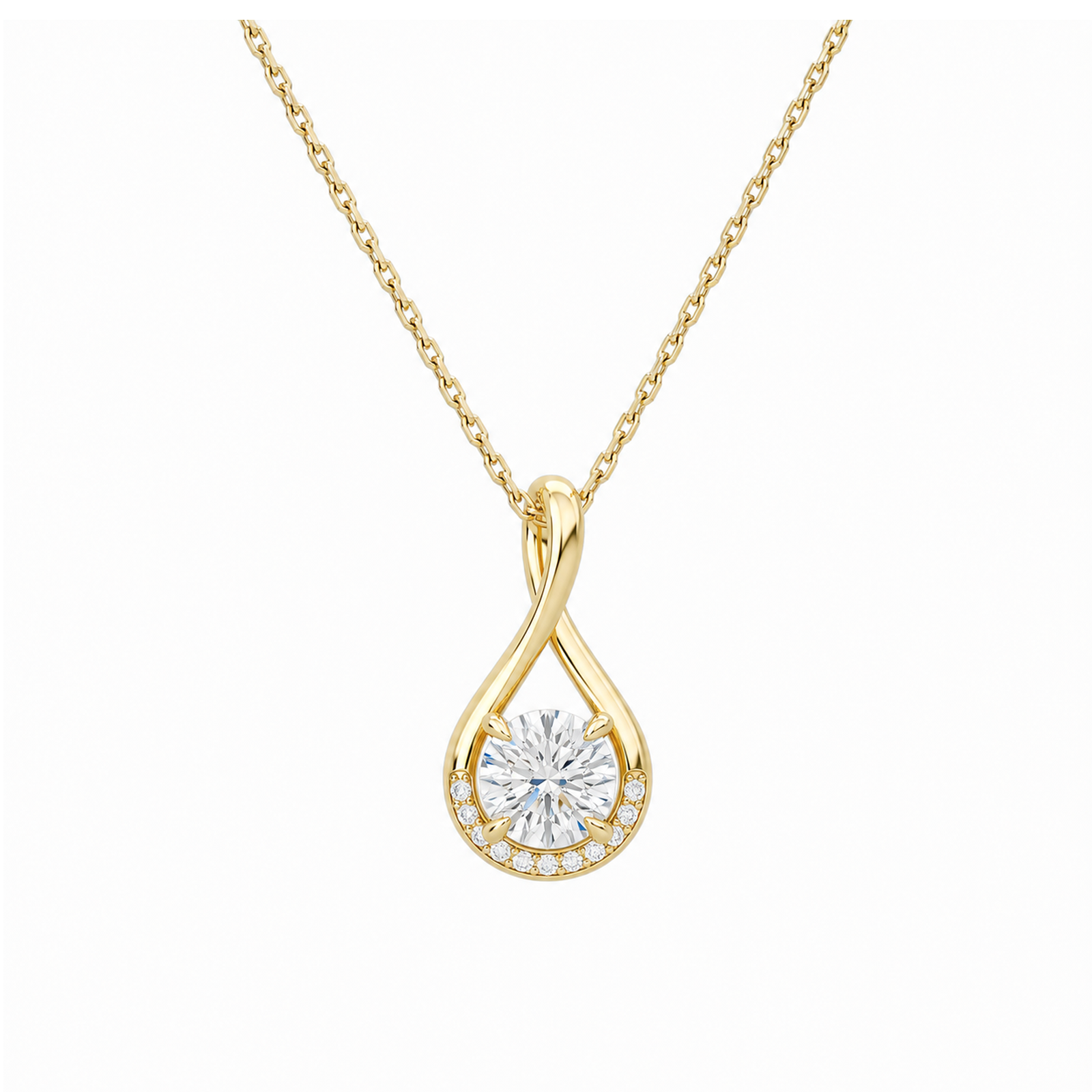 Nelle Accented Twist Lab Grown Diamond Pendant Necklace in 18K Yellow Gold