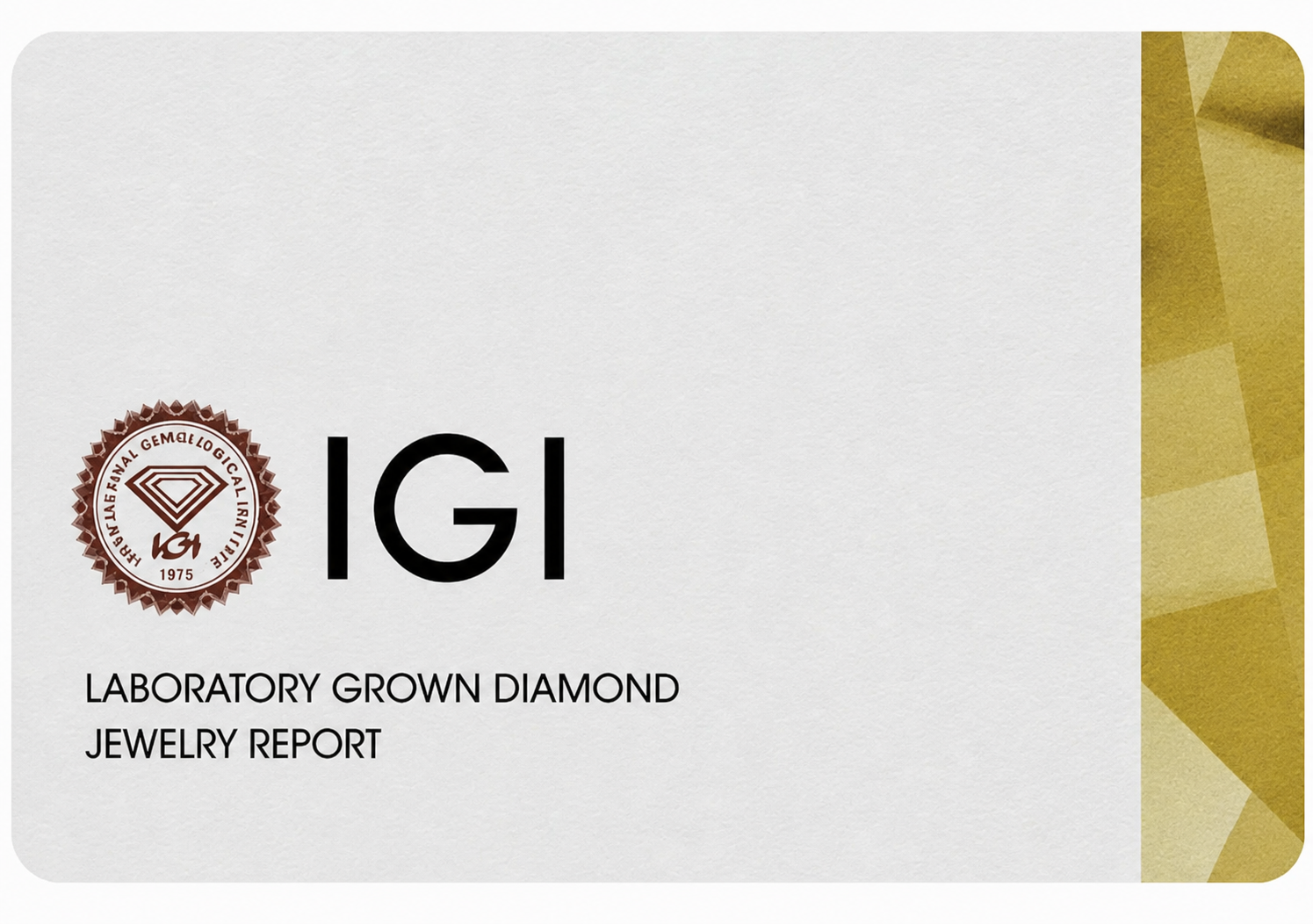 IGI laboratory grown diamond jewelry report example